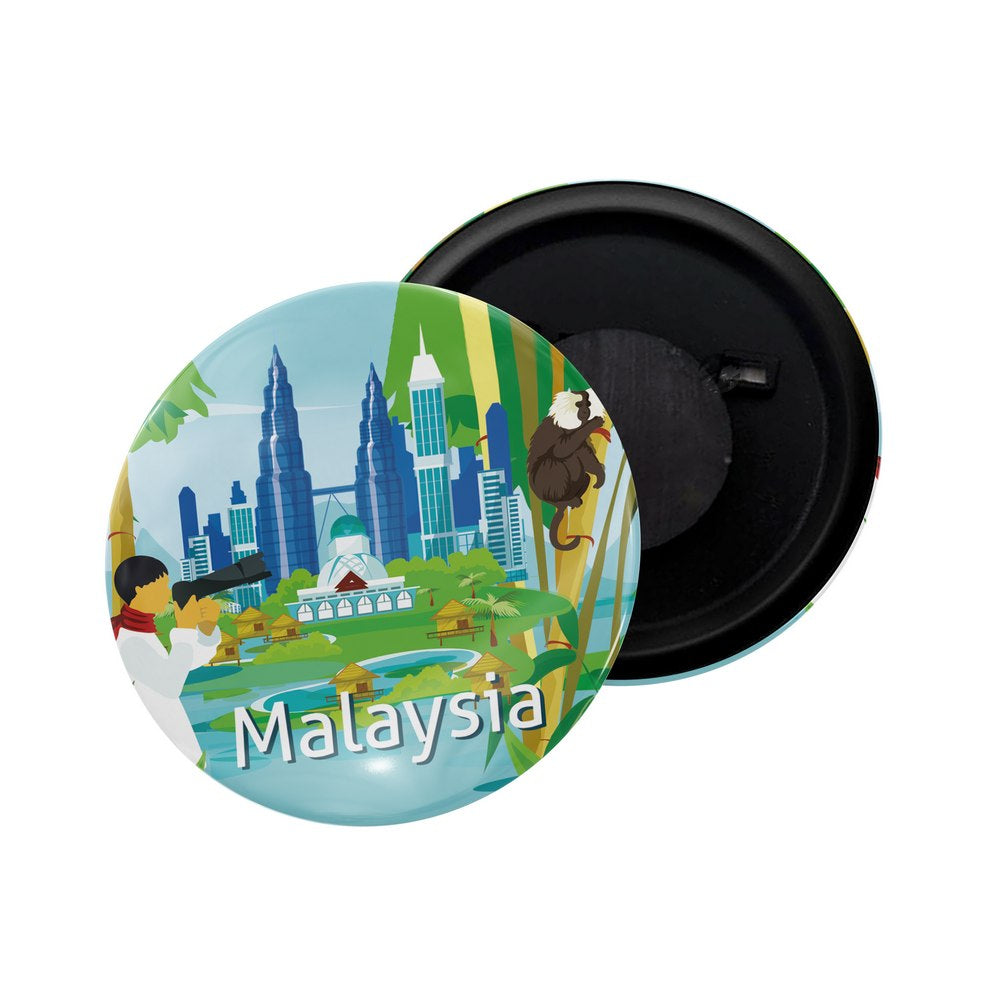 dhcrafts Fridge Magnet Multicolor Asia Malaysia Glossy Finish Design Pack of 1 (58mm)